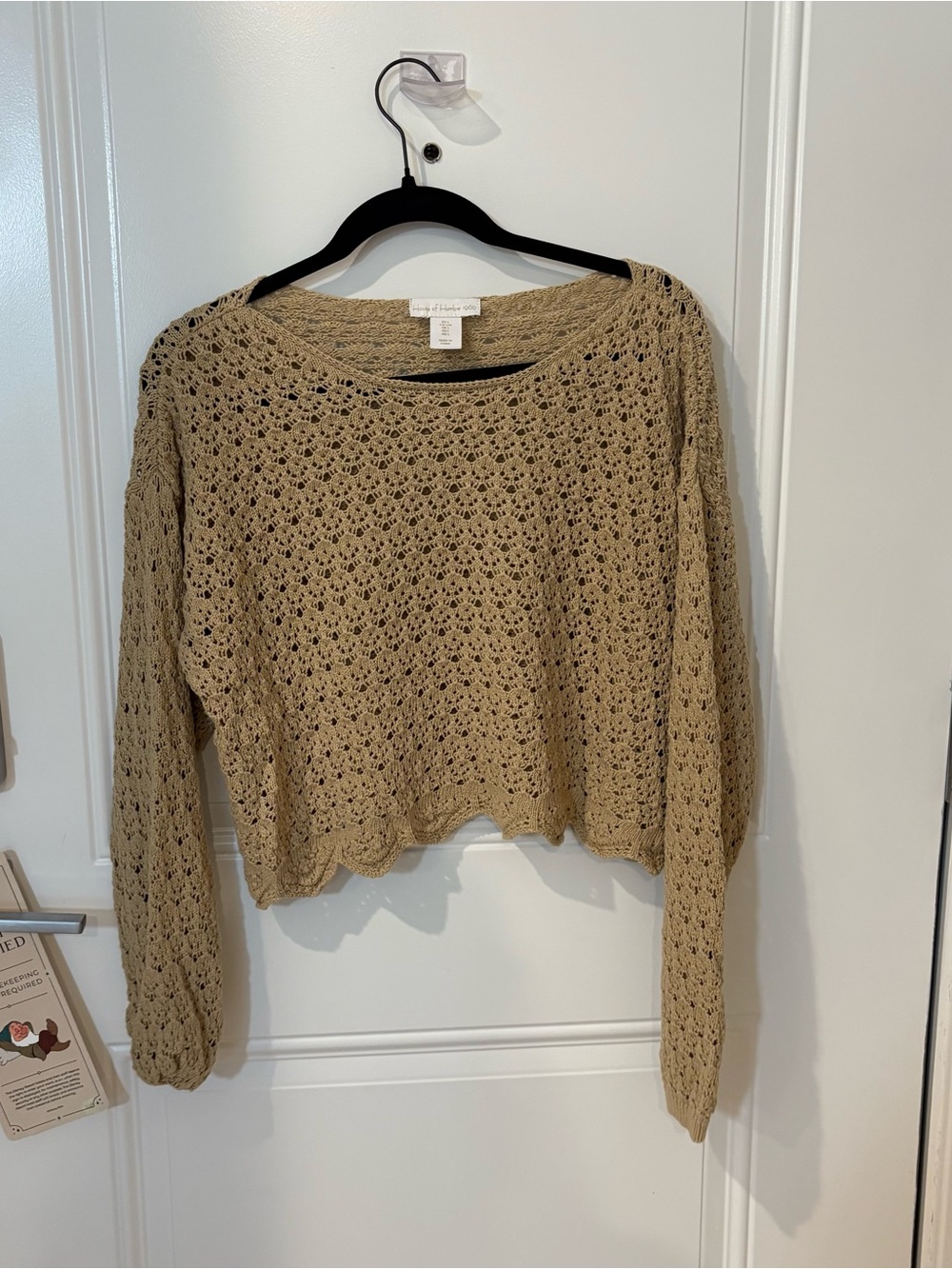 House of Harlow 1960 Crochet Scoop-Neck Sweater - Tan